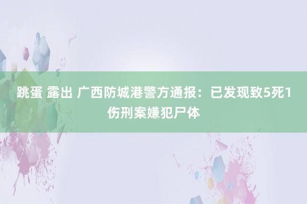 跳蛋 露出 广西防城港警方通报：已发现致5死1伤刑案嫌犯尸体