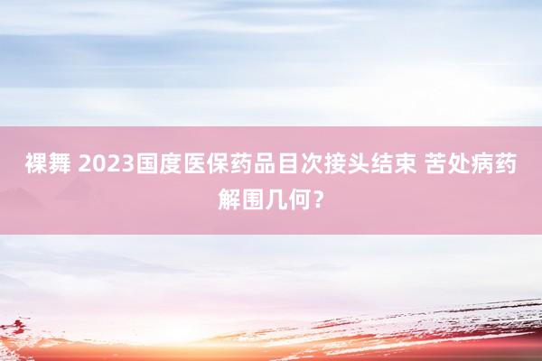 裸舞 2023国度医保药品目次接头结束 苦处病药解围几何？