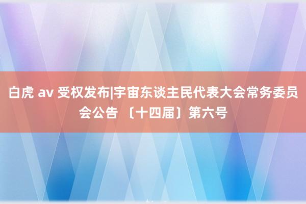 白虎 av 受权发布|宇宙东谈主民代表大会常务委员会公告 　　〔十四届〕第六号