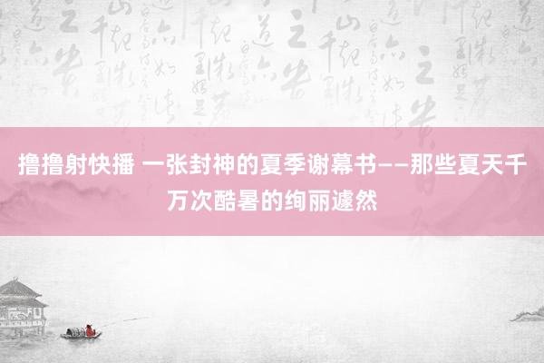 撸撸射快播 一张封神的夏季谢幕书——那些夏天千万次酷暑的绚丽遽然