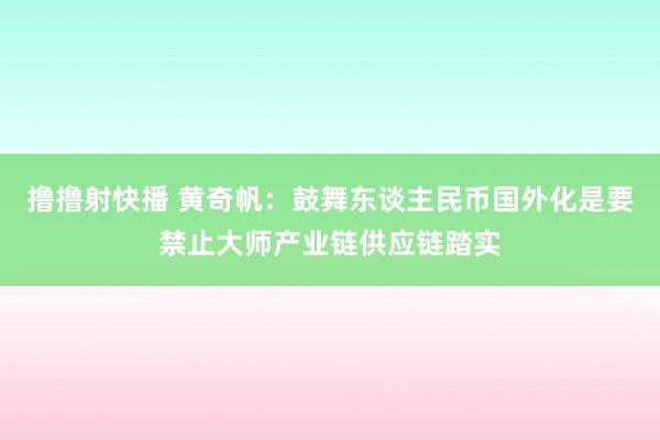 撸撸射快播 黄奇帆：鼓舞东谈主民币国外化是要禁止大师产业链供应链踏实