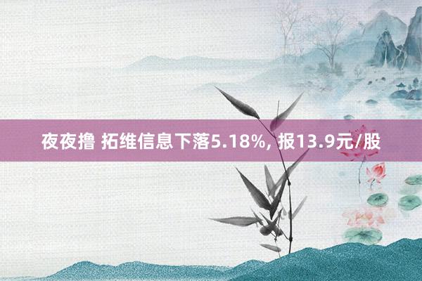 夜夜撸 拓维信息下落5.18%， 报13.9元/股