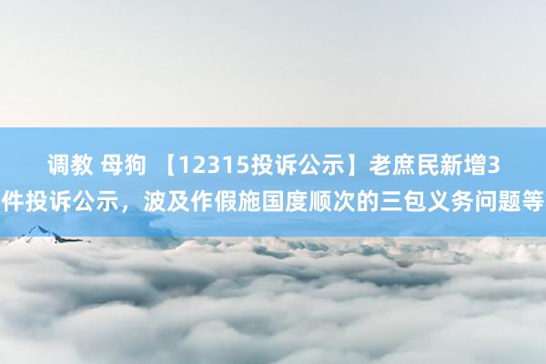 调教 母狗 【12315投诉公示】老庶民新增3件投诉公示，波及作假施国度顺次的三包义务问题等