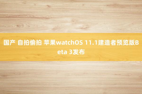 国产 自拍偷拍 苹果watchOS 11.1建造者预览版Beta 3发布