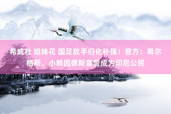 希威社 姐妹花 国足敌手归化补强！官方：希尔格斯、小赖因德斯宣誓成为印尼公民