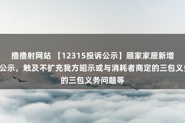 撸撸射网站 【12315投诉公示】顾家家居新增2件投诉公示，触及不扩充我方昭示或与消耗者商定的三包义务问题等