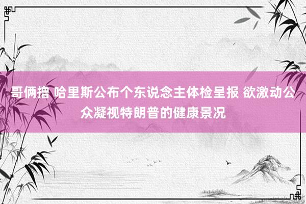 哥俩撸 哈里斯公布个东说念主体检呈报 欲激动公众凝视特朗普的健康景况