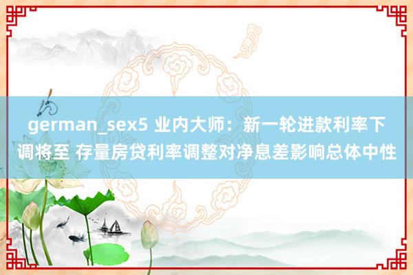 german_sex5 业内大师：新一轮进款利率下调将至 存量房贷利率调整对净息差影响总体中性