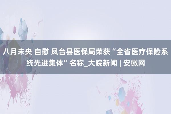 八月未央 自慰 凤台县医保局荣获“全省医疗保险系统先进集体”名称_大皖新闻 | 安徽网