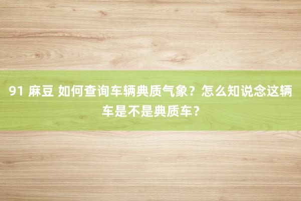 91 麻豆 如何查询车辆典质气象？怎么知说念这辆车是不是典质车？