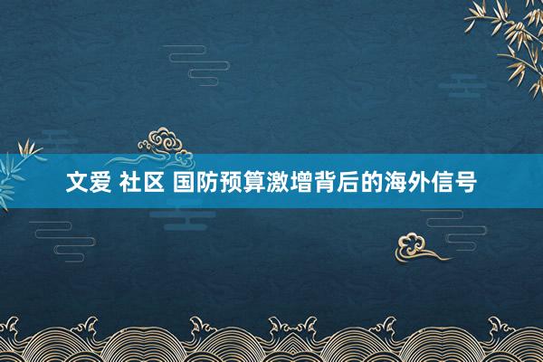 文爱 社区 国防预算激增背后的海外信号