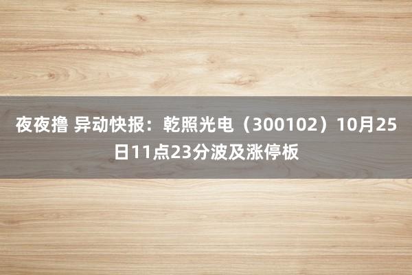 夜夜撸 异动快报：乾照光电（300102）10月25日11点23分波及涨停板