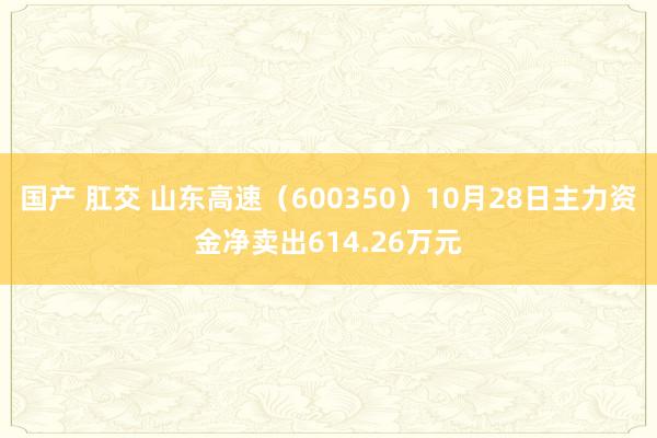 国产 肛交 山东高速（600350）10月28日主力资金净卖出614.26万元