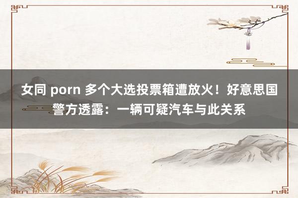 女同 porn 多个大选投票箱遭放火！好意思国警方透露：一辆可疑汽车与此关系