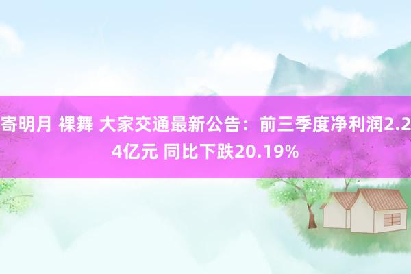 寄明月 裸舞 大家交通最新公告：前三季度净利润2.24亿元 同比下跌20.19%