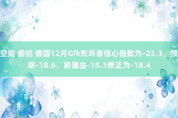 空姐 偷拍 德国12月Gfk败坏者信心指数为-23.3，预期-18.6，前值由-18.3修正为-18.4