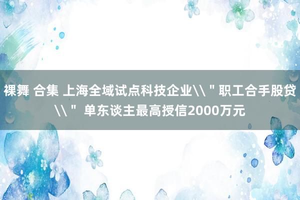 裸舞 合集 上海全域试点科技企业\＂职工合手股贷\＂ 单东谈主最高授信2000万元