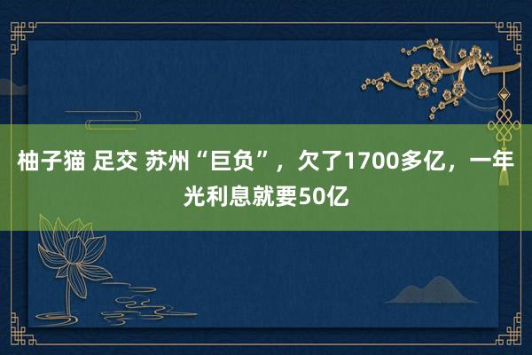 柚子猫 足交 苏州“巨负”，欠了1700多亿，一年光利息就要50亿