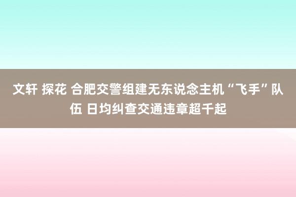 文轩 探花 合肥交警组建无东说念主机“飞手”队伍 日均纠查交通违章超千起