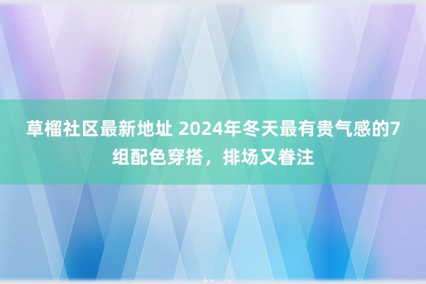 草榴社区最新地址 2024年冬天最有贵气感的7组配色穿搭，排场又眷注