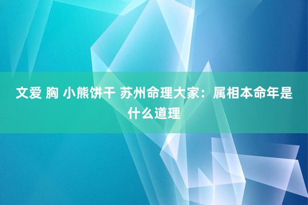 文爱 胸 小熊饼干 苏州命理大家：属相本命年是什么道理