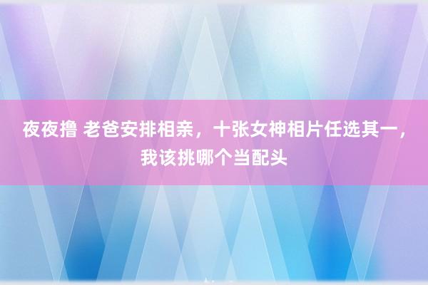 夜夜撸 老爸安排相亲，十张女神相片任选其一，我该挑哪个当配头