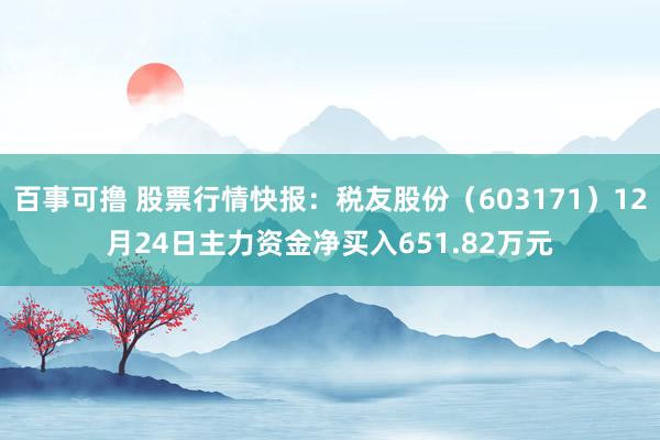 百事可撸 股票行情快报：税友股份（603171）12月24日主力资金净买入651.82万元