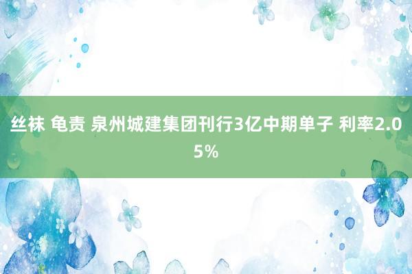 丝袜 龟责 泉州城建集团刊行3亿中期单子 利率2.05%