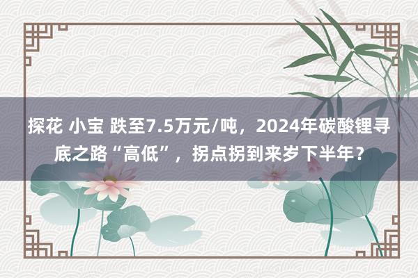 探花 小宝 跌至7.5万元/吨，2024年碳酸锂寻底之路“高低”，拐点拐到来岁下半年？