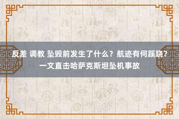 反差 调教 坠毁前发生了什么？航迹有何蹊跷？一文直击哈萨克斯坦坠机事故