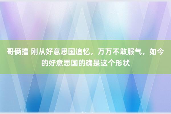 哥俩撸 刚从好意思国追忆，万万不敢服气，如今的好意思国的确是这个形状