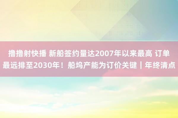 撸撸射快播 新船签约量达2007年以来最高 订单最远排至2030年！船坞产能为订价关键｜年终清点