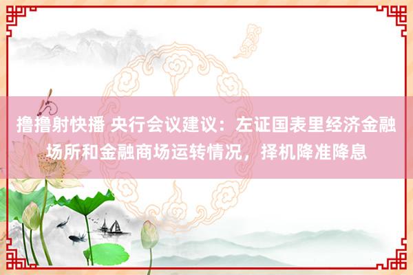 撸撸射快播 央行会议建议：左证国表里经济金融场所和金融商场运转情况，择机降准降息