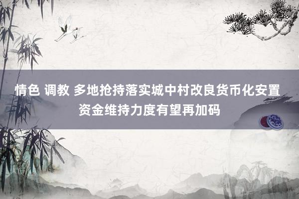 情色 调教 多地抢持落实城中村改良货币化安置 资金维持力度有望再加码