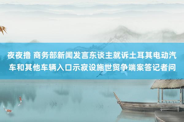 夜夜撸 商务部新闻发言东谈主就诉土耳其电动汽车和其他车辆入口示寂设施世贸争端案答记者问